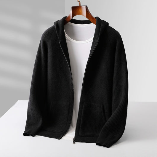Cardigan con Capucha de Lana Gruesa para Hombre - Corte Holgado y Casual - Image 7