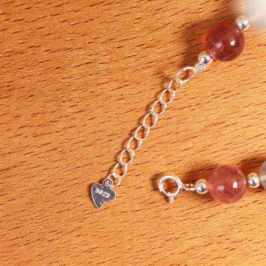 Pulsera de Piedra de Luna Gris Natural con Cristal de Fresa - Image 9