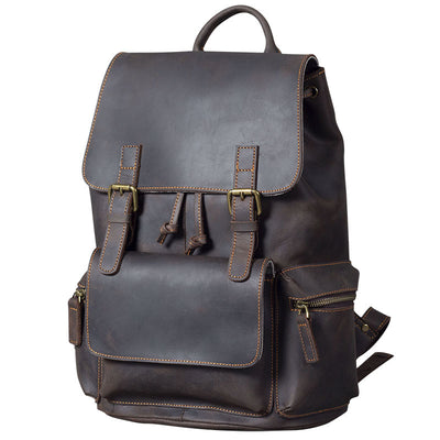 Mochila de Cuero Crazy Horse Estilo Retro para Hombre - Piel Vacuna Premium - Image 4