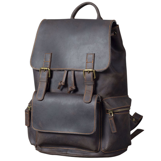 Mochila de Cuero Crazy Horse Estilo Retro para Hombre - Piel Vacuna Premium - Image 4