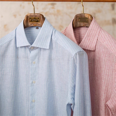 Camisa Casual de Rayas Algodón y Lino - Estilo Vintage Clásico - Image 5