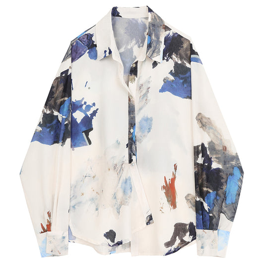 Blusa Suelta de Manga Larga con Estampado Francés de Nicho - Image 14