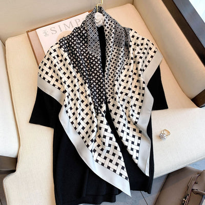 Bufanda Vintage Estampada en Algodón con Detalles Bordados