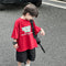 Blusa Infantil Roja Manga Corta Holgada para Verano