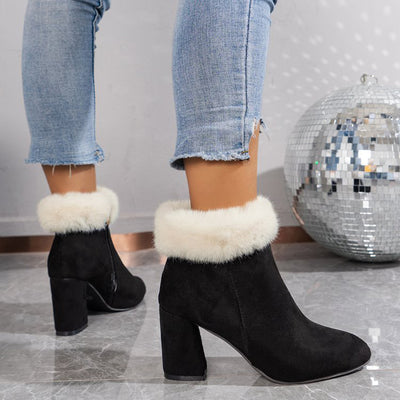 Botas Tobilleras de Ante Cuadro Escocés con Tacón Cuadrado - Comodidad y Estilo para Otoño e Invierno - Image 18