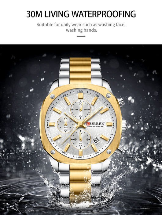 Reloj Empresarial Impermeable para Hombre con Seis Agujas y Calendario - Image 13