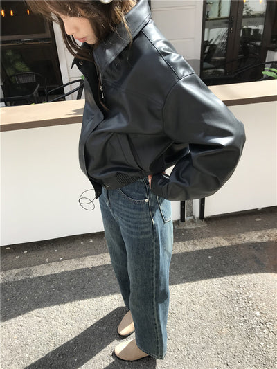 Chaqueta de Cuero Cropped Retro Americana para Mujer - Estilo Cool y Sofisticado - Image 35