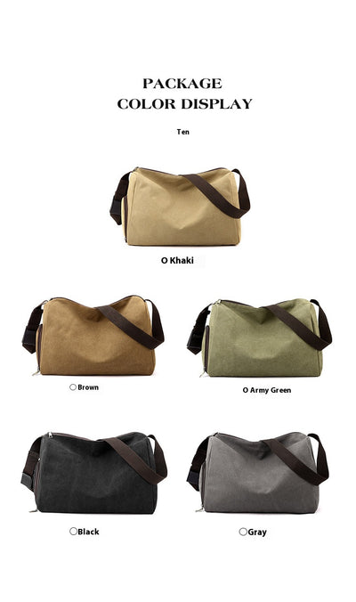 Bolsa Deportiva Retro Canvas de Gran Capacidad con Correa Cruzada - Image 13