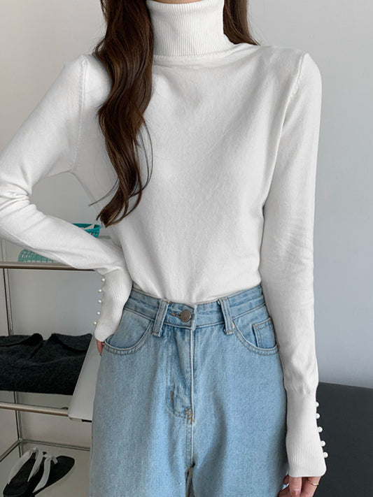 Blusa Tejida Cuello Alto Estilo Occidental Moderno