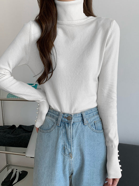Blusa Tejida Cuello Alto Estilo Occidental Moderno