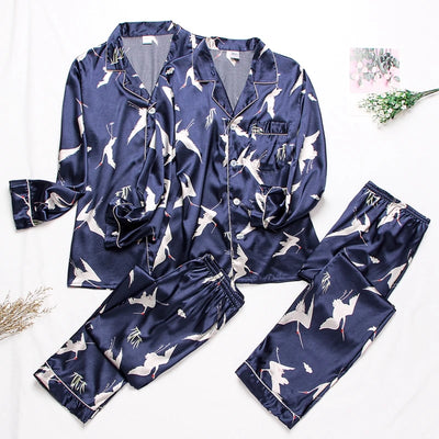 Pijamas de Seda para Parejas - Manga Larga Fresca y Cómoda - Image 46