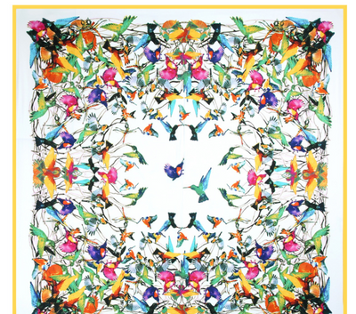 Pañuelo de Seda Twill Estampado Flores y Aves Jungle 130cm Protección Solar - Image 19