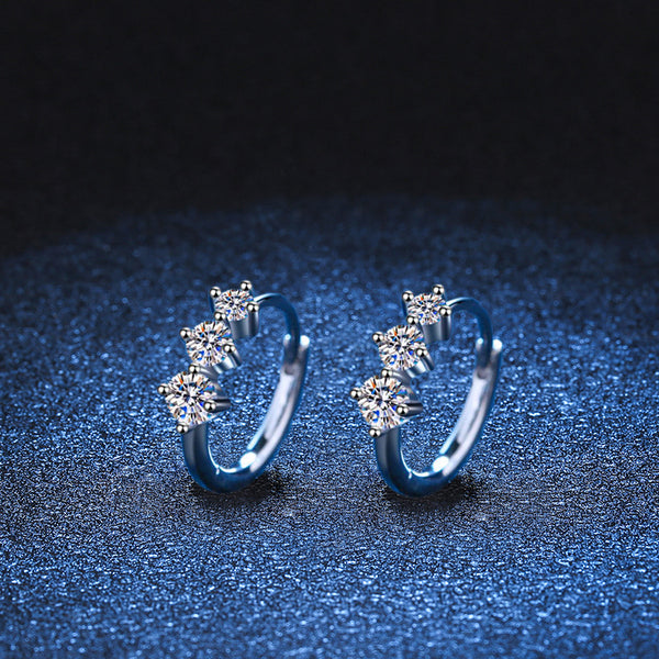 Aretes de Plata Esterlina 925 con Moissanita - Diseño Elegante Chapado en Platino