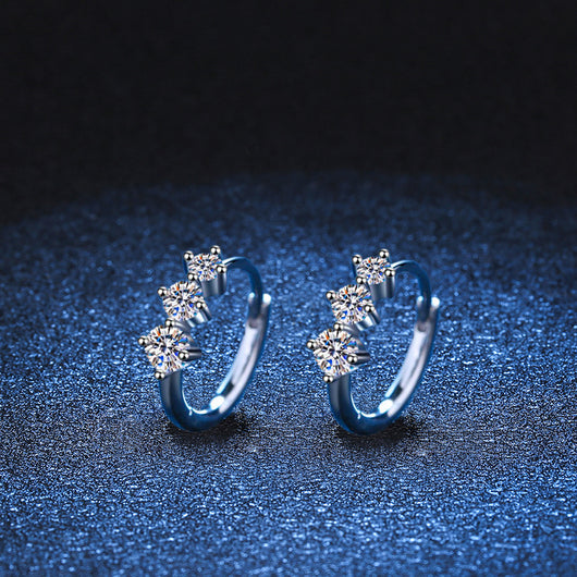 Aretes de Plata Esterlina 925 con Moissanita - Diseño Elegante Chapado en Platino