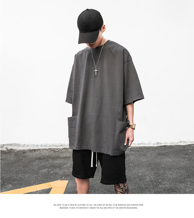Camiseta Casual Americana de Manga Corta con Bolsillo y Orilla Deshilachada para Hombre - Image 25