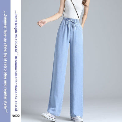 Pantalones Lyocell Rectos Cintura Alta Efecto Seda Pierna Ancha - Image 14