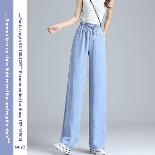 Pantalones Lyocell Rectos Cintura Alta Efecto Seda Pierna Ancha - Image 14