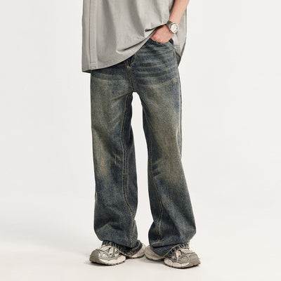 Pantalones Vaqueros Rectos Baggy con Detalles Vintage y Efecto Gastado - Image 3