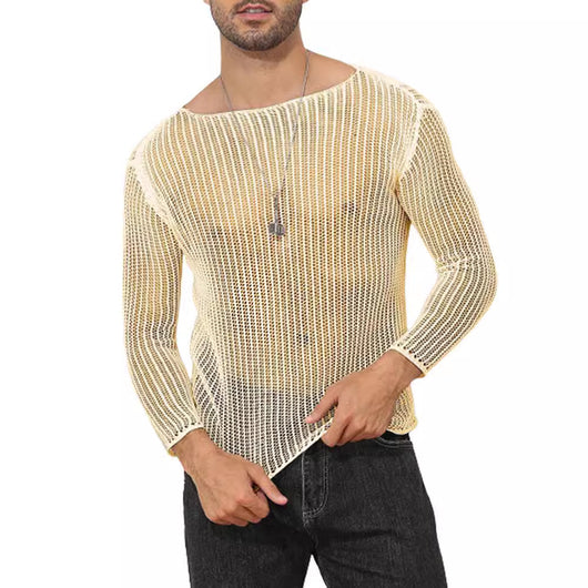 Polera Manga Larga Transparente de Punto Fino para Hombre - Image 3