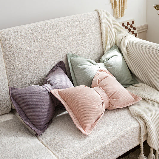 Almohada Lumbar con Moño Creativo en Algodón
