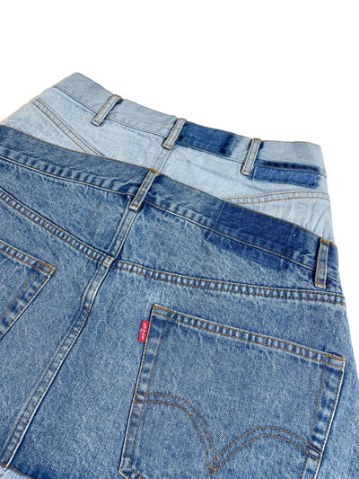 Falda Denim Corta Bicolor con Cintura Ajustable - Image 3