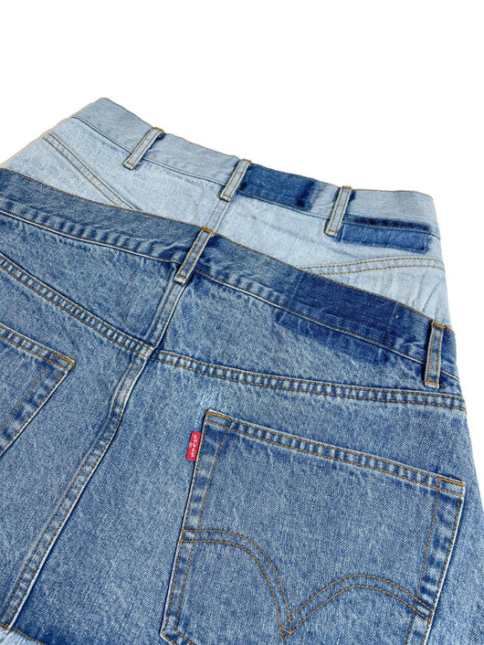 Falda Denim Corta Bicolor con Cintura Ajustable - Image 3