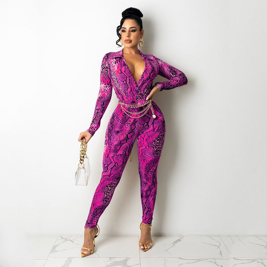Jumpsuit Ajustado Estampado Serpiente Manga Larga - Image 2