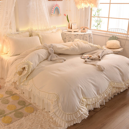 Juego de Cama Lujo Nude Princesa Durmiente con Encaje Floral - Juego de 4 Piezas - Image 15