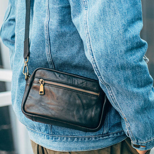 Bolsa Bandolera de Cuero Genuino Hecha a Mano para Hombre Joven - Image 9