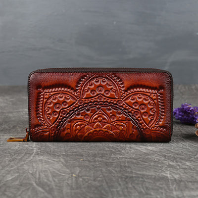 Cartera Larga de Cuero Grabado para Mujer - Image 4