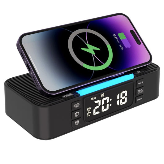 Lámpara Nocturna Inteligente con Carga Inalámbrica y Parlantes Bluetooth Duales - Image 5
