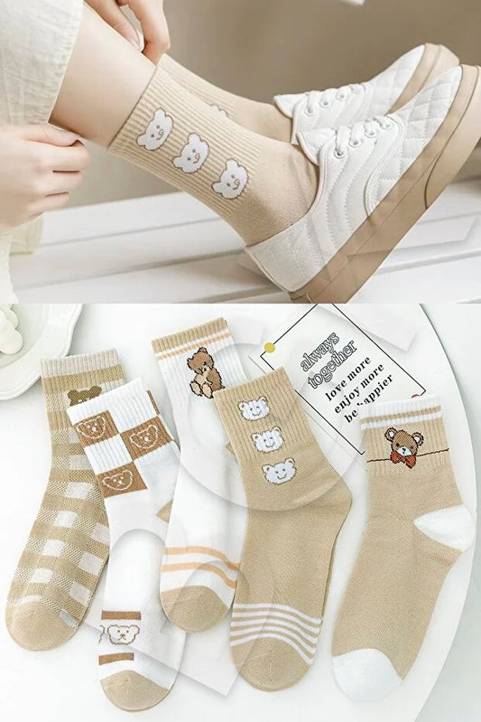Pack de 5 Pares de Calcetines Estampados para Mujer - Comodidad Diaria