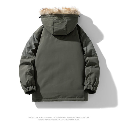 Abrigo Grueso para Hombre con Cuello de Piel - Otoño e Invierno - Image 12