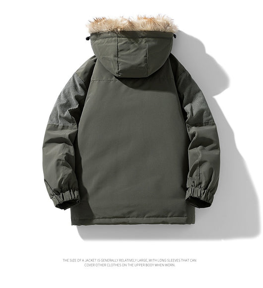 Abrigo Grueso para Hombre con Cuello de Piel - Otoño e Invierno - Image 12