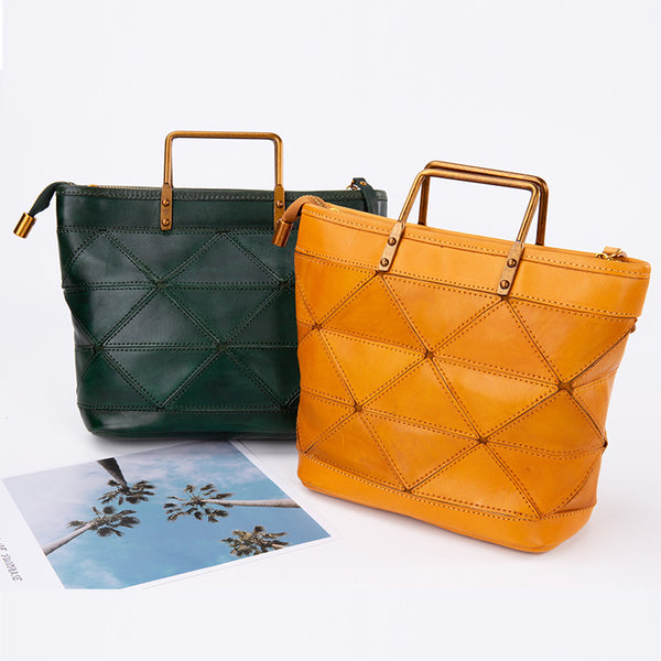Bolso de Trabajo Geométrico en Cuero - Diseño Literario para Mujer