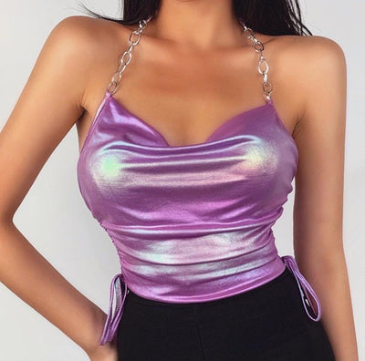 Chaleco Camiseta Plisada con Cadena de Cuello para Verano - Image 11