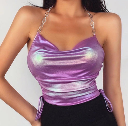 Chaleco Camiseta Plisada con Cadena de Cuello para Verano - Image 11