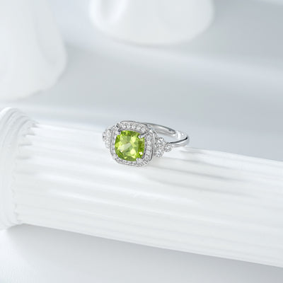 Anillo de Plata Peridoto Verde Elegante Temperamento S925 - Image 11