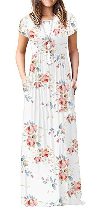 Vestido Largo Suelto Estampado Manga Corta Cuello Redondo para Mujer - Image 2