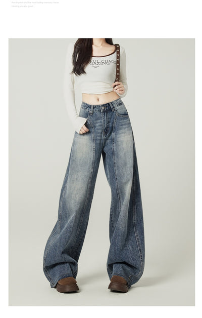 Jeans Anchos Retro Azul Vintage de Cintura Alta para Mujer - Image 10
