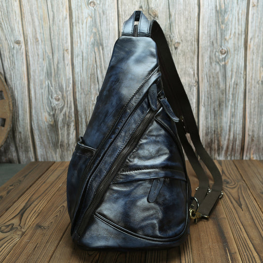 Mochila de Cuero Vintage con Bandolera Diagonal - Estilo Clásico