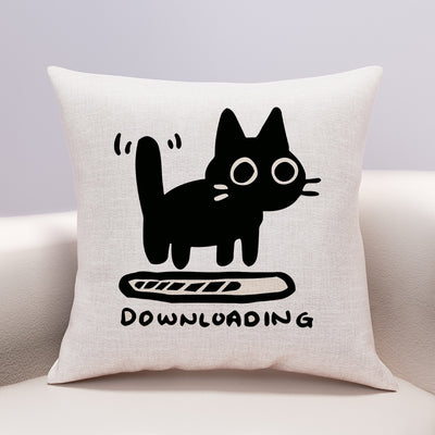 Funda de Almohada Gato Queso con Diseño Kawaii - Lino y Algodón - Image 10
