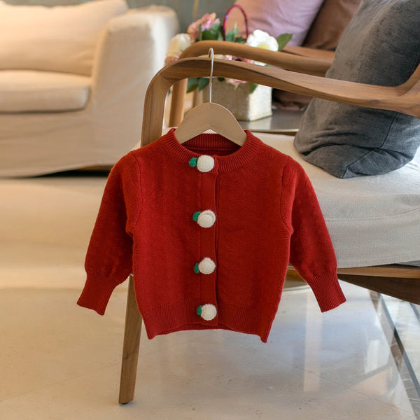 Cardigan Escolar de Cuello Redondo para Niñas - Colores Lisos