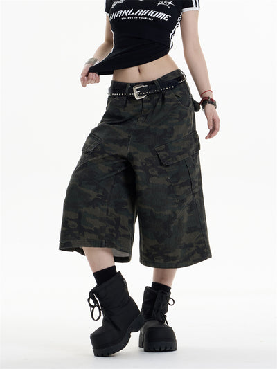 Pantalones Cargo Anchos Estilo Camuflaje Retro para Mujer - Image 18
