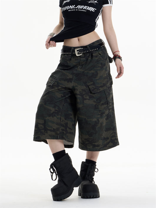 Pantalones Cargo Anchos Estilo Camuflaje Retro para Mujer - Image 18