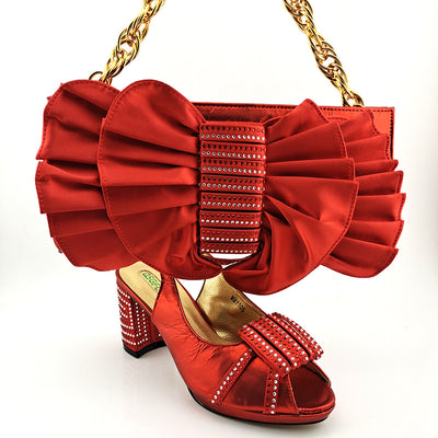 Conjunto Elegante: Tacones Altos de Boca de Pez PU con Bolso Clutch de Moño - Image 12