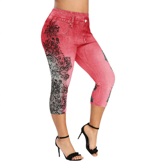 Pantalones Capri Skinny Estampados de Tela Vaquera Sintética Cintura Media - Image 5
