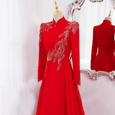 Vestido Largo de Manga Larga para Eventos Formales y Cenas de Gala - Image 4