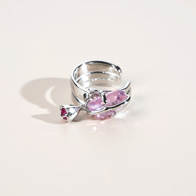 Aretes Flor de Durazno en Cristal - Sin Perforación - Image 10