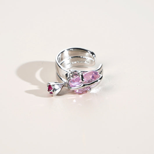 Aretes Flor de Durazno en Cristal - Sin Perforación - Image 10